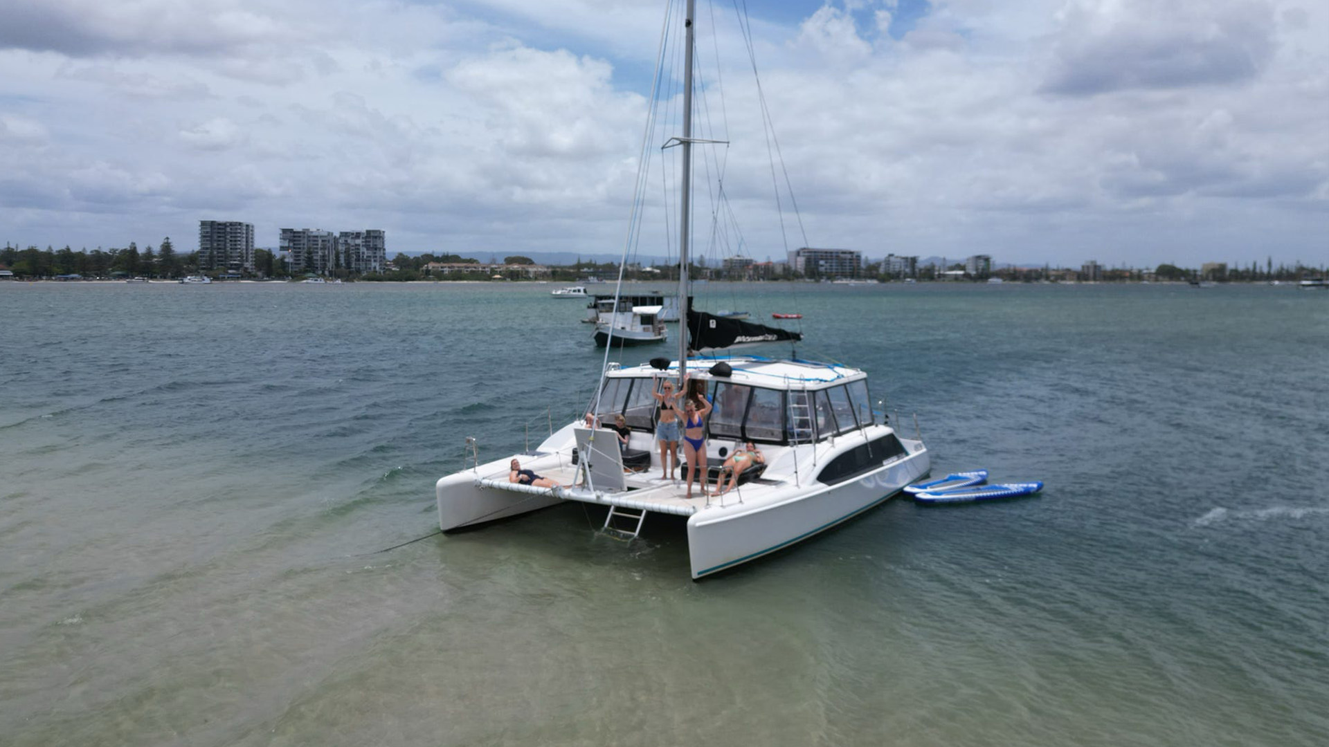 Rockfish 1 Gold Coast Catamaran Hire Drone Wavebreak Island Hire
